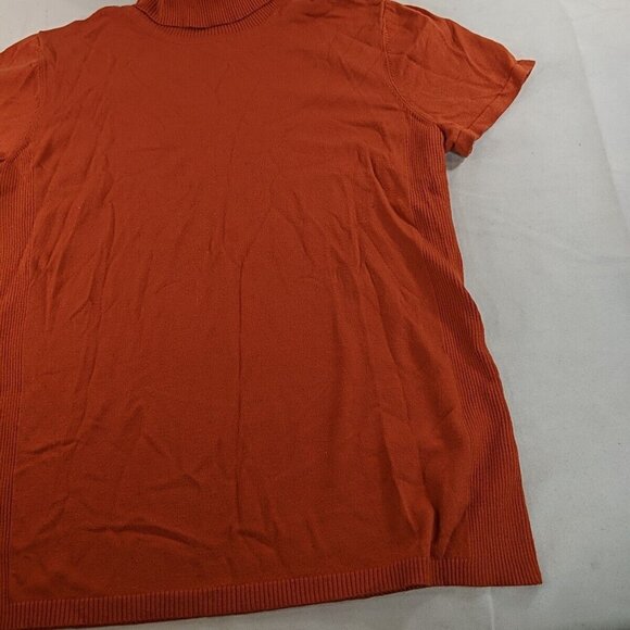 Anne Klein Short Sleeve Turtleneck Knit Sweater Shirt Orange XL Extra Large - Picture 4 of 9